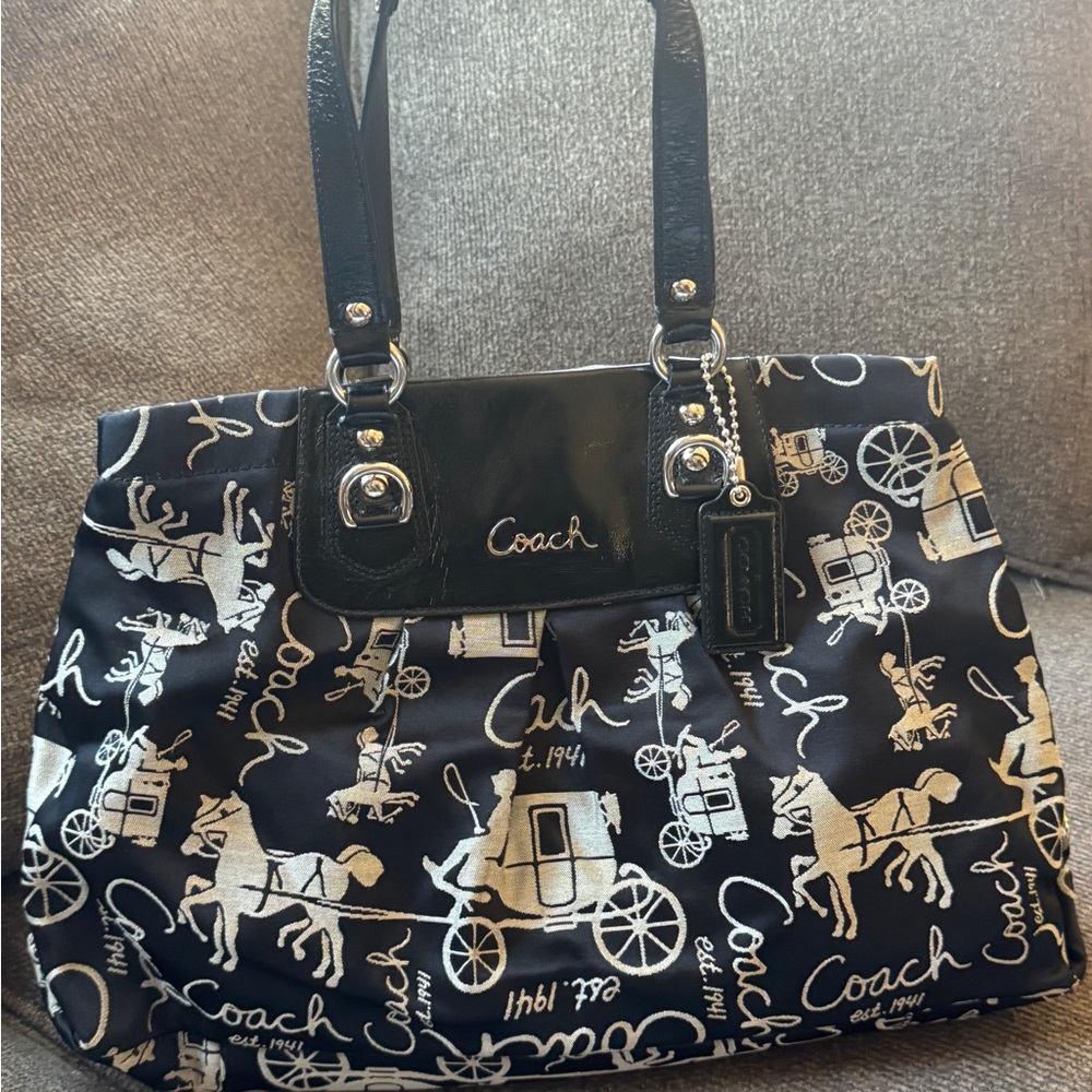 Coach Black and White Horse Carriage Tote - Picture 6 of 6